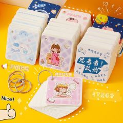 卡通mini铁圈本学生单词本精美便捷笔记本加厚便签本diy插画